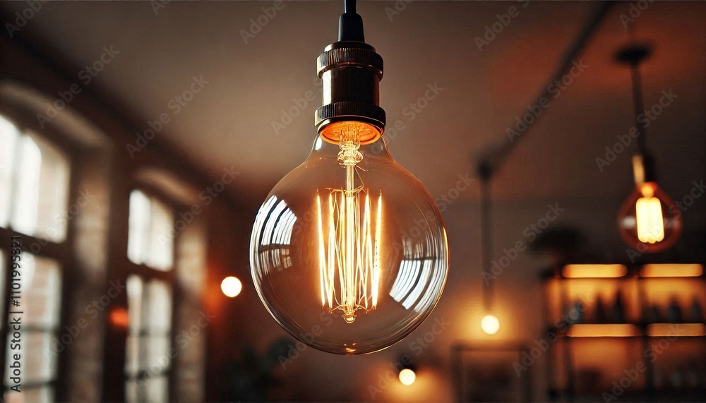 Poster a light bulb with a glowing light inside of it