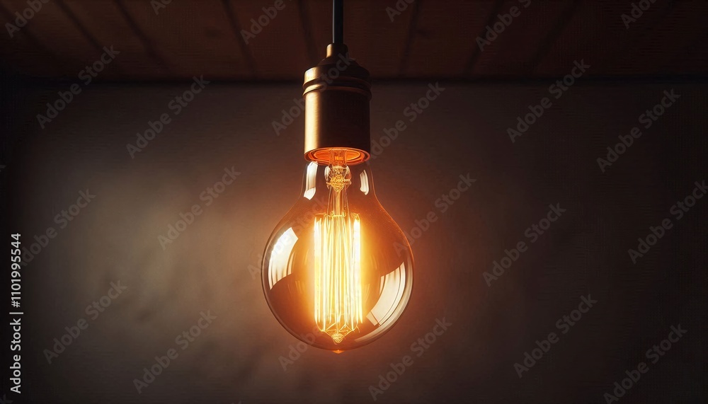 Poster a light bulb with a glowing light inside of it