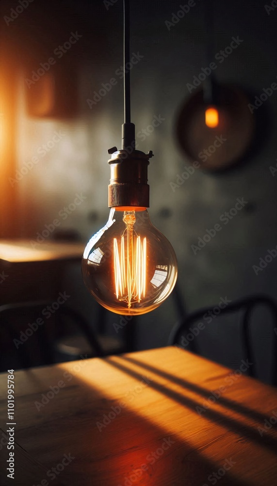 Poster A light bulb with a glowing light inside of it
