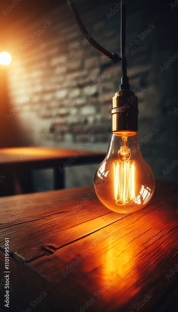 Poster a light bulb with a glowing light inside of it