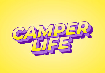 Camper life. Text effect design for social media or digital ads in bold fonts