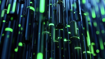 Obraz premium Abstract Neon Green and Black Tubes