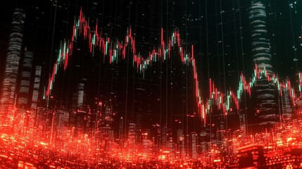 Naklejka premium Stock market chart showing green uptrend and red downtrend