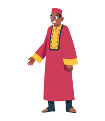 african man in red clothes