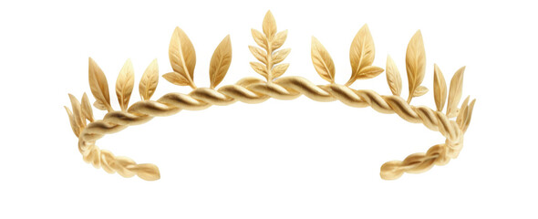 Gold Crown Digital Illustration with Intricate Leaf Pattern on transparent background - Elegant and Luxurious Design