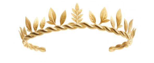 Gold Crown Digital Illustration with Intricate Leaf Pattern on transparent background - Elegant and Luxurious Design