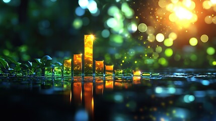 Abstract visualization of sound waves with a natural backdrop.