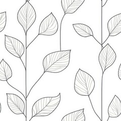 Obraz premium Elegant Black and White Leaf Pattern