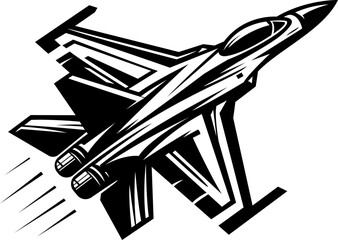 Fighter jet, logo for subcontractor, construction company, icon, tattoo