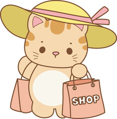 Illustration of cute kitty icon.
Funny cat in daily activities elements.
