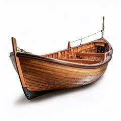 Classic wooden boats with natural textures and elegant designs isolated on a white background, perfect for maritime and travel-themed visuals