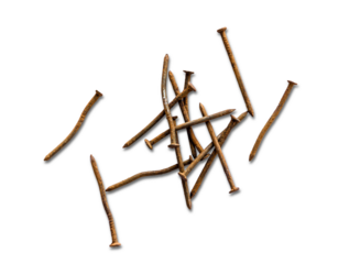 Old rusty nails isolated on transparent background