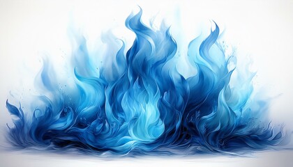Obraz premium Blue fire isolated white background
