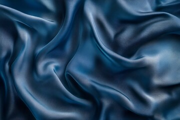 Fototapeta premium Blue abstract silk fabric wavy shiny satin fabric background