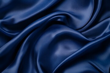 Fototapeta premium Blue abstract silk fabric wavy shiny satin fabric background