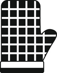 Squared oven mitt is protecting hand from heat while baking