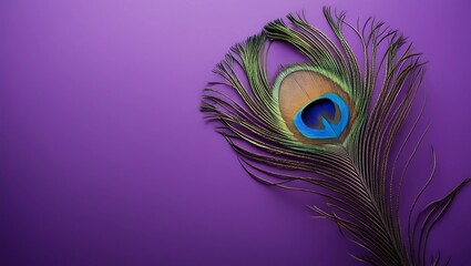 Obraz premium Feathers on a purple background, suitable for design with copy space, Mardi Gras celebration
