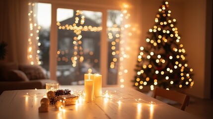 Warm and Inviting Living Room Decor with Cozy Holiday Atmosphere