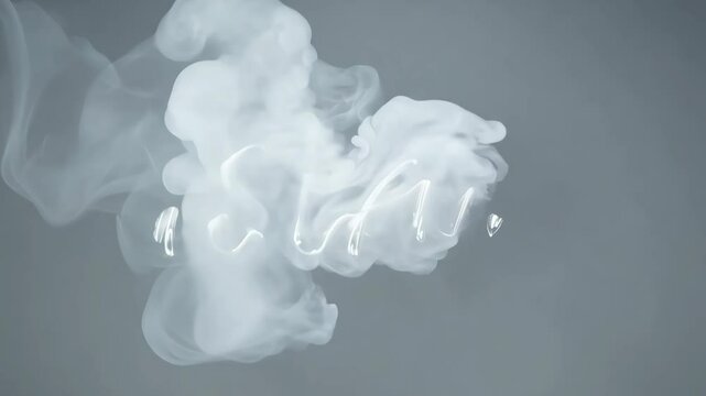 A white smoke-like substance that is written in cursive letters to spell out the word "Islam." The smoke is swirling and twisting, giving the impression of a mystical or spiritual concept