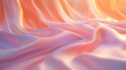 Obraz premium Soft, flowing fabric in warm pastel hues creates a serene and dreamy atmosphere, Ideal for design projects, backgrounds, or textile concepts, Perfect for fashion, decor, and art presentations,