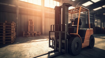 Forklift maneuvering unbalanced load in warehouse industrial setting
