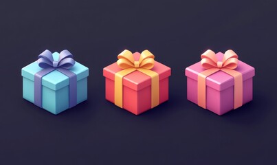 Fototapeta premium Isometric gift box with a ribbon, celebration or gifting, 3D icon set