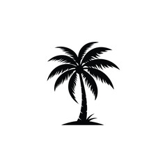 Tropical Palm Tree Silhouette Vector Illustration Design on White Background 
