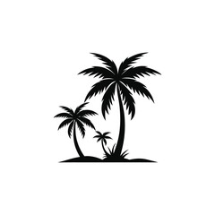 Tropical Palm Tree Silhouette Vector Illustration Design on White Background 