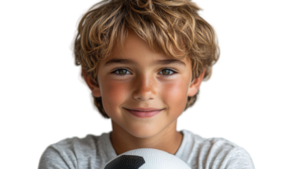 portrait of a smiling boy isolated on white background