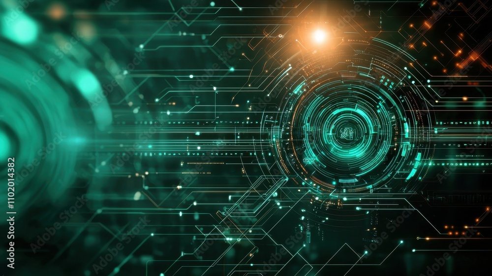 Wall mural a green and orange computer screen with a circle in the middle