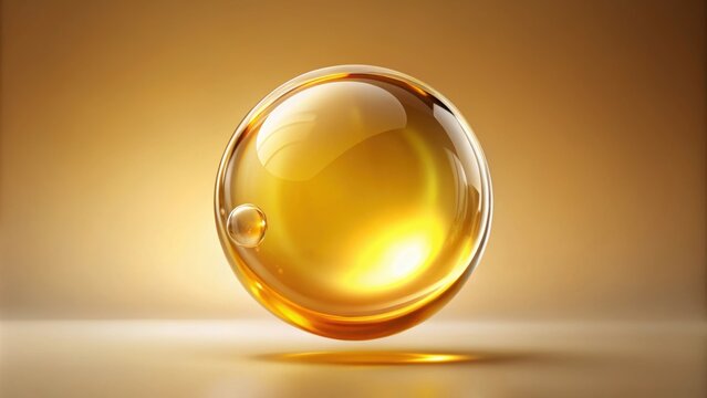 Golden liquid oil bubble floating in rendering , glossy, shiny, smooth, reflective, luxurious, gold, bubble, texture