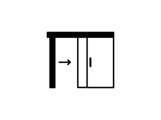 sliding door icon simple flat style pictogram for ui or ux mobile app, design sign logo symbol vector illustration, isolated on white editable