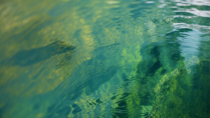 Transparent green clear water surface texture with ripples