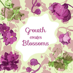 Hand drawn greeting card with plant parts