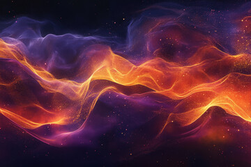 Abstract Fiery and Purple Energy Waves