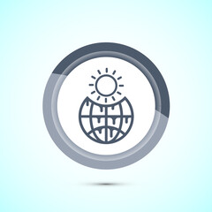Climate change icon design, Global warming, Earth temperature icon, Gray Color Button Design