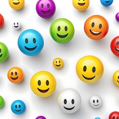 Fototapeta premium Colorful Smiley Face Balls Pattern Background