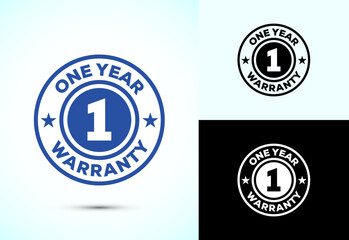 Advertising one year warranty badge, Warranty logo icon sign