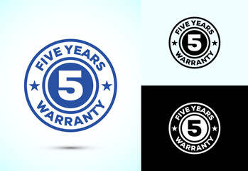 Obraz premium Advertising five years warranty badge, Warranty logo icon sign