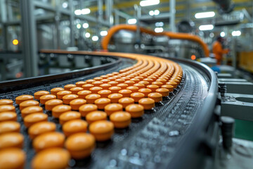 Fototapeta premium production of tablets. pharmaceuticals. pharmaceutical production line.. 