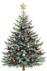 Beautifully Decorated Christmas Tree with Star Topper and Colorful Ornaments in a Festive and Cheerful Holiday Atmosphere for Winter Celebrations