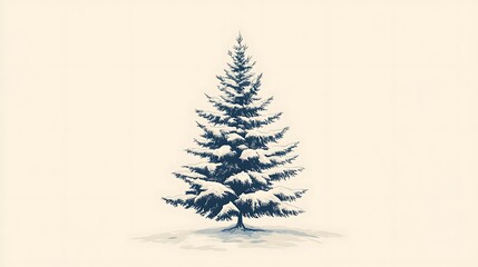 Obraz premium A snow covered evergreen tree stands tall in winter