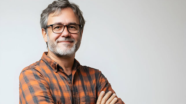 Professional portrait of a smiling man office setting half-body shot natural light business concept