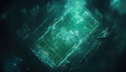 Obraz premium Futuristic Soccer Field: Digital Arena.