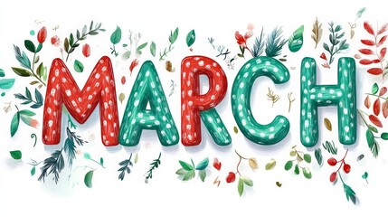 Decorative March Banner with Nature Motifs