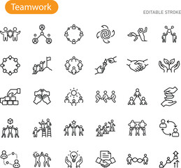 Teamwork Icons Collaboration, Partnership, Unity, Success, Synergy, Support, Cooperation, Connection