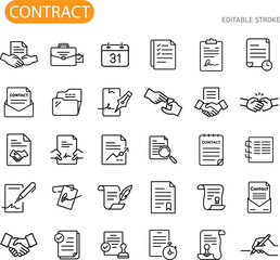 Contract Icons Agreement, Legal, Document, Signature, Deal, Handshake, Business, Legal Documents, Pa