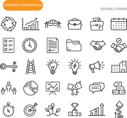 Corporate Presentation Icons Business, Growth, Strategy, Success, Teamwork
