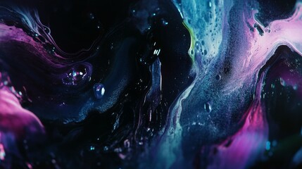 Fototapeta premium Abstract fluid art obsidian background with bright colors and fluid movements