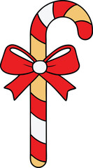 Christmas Candy Cane with Red Bow Festive Holiday Treat